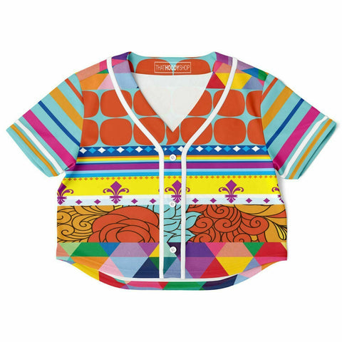 Queenie Eco-Poly Cropped Button Front Jersey Cropped Baseball Jersey - Thathoodyshop