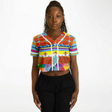 Queenie Eco-Poly Cropped Button Front Jersey Cropped Baseball Jersey - Thathoodyshop