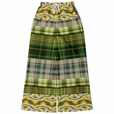 Rolling Green Plaid Flare Leg Joggers Bellbottoms - Thathoodyshop