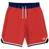 Red Par 4 Basketball Shorts Basketball Short Rib - AOP - Thathoodyshop