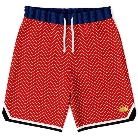 Red Par 4 Basketball Shorts Basketball Short Rib - AOP - Thathoodyshop