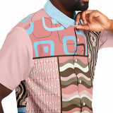 Pink Geo Patchwork Button Down Shirt Short Sleeve Button Down Shirt - Thathoodyshop