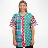 Cerulean Plaid Paisley Button Front Jersey Baseball Jersey - Thathoodyshop