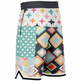 Old Miami Yellow Patchwork Basketball Shorts Basketball Short Rib - AOP - Thathoodyshop