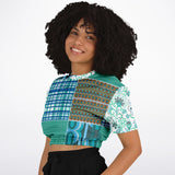 Turquoise Tonight Cropped Sweater Athletic Cropped Short Sleeve Sweatshirt - AOP - Thathoodyshop