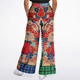 Busan Fleur Plaid Patchwork Stretchy Phat Bellbottoms Flare Leg Pants - Thathoodyshop