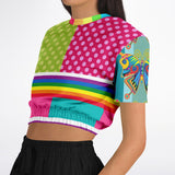 OG San Diego Polka Dot Patchwork Cropped Sweater Cropped Short Sleeve Sweatshirt - Thathoodyshop