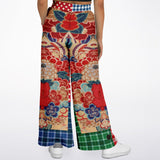 Busan Fleur Plaid Patchwork Stretchy Phat Bellbottoms Flare Leg Pants - Thathoodyshop