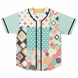 Old Miami Geo Patchwork Button Front Jersey Baseball Jersey - Thathoodyshop