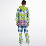 Kaleido-Scape Purple Plaid Patchwork Fleece Unisex Romper Romper - Thathoodyshop