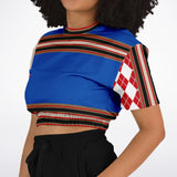 Gold Line Blue Cropped Sweater Cropped Sweater - Thathoodyshop