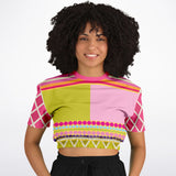 Hello Janis!  Pink Spliced Short Sleeve Cropped Sweater Cropped Short Sleeve Sweater - Thathoodyshop