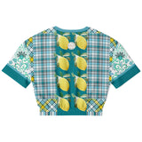 Lemon Zest Floral Cropped Sweater Cropped Short Sleeve Sweatshirt - Thathoodyshop