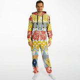 Tallulah Bankhead Floral Patchwork Unisex Fleece Romper Jumpsuit - Thathoodyshop