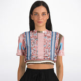 Pink Geo Holy Mosaic Cropped Sweater Cropped Short Sleeve Sweater - Thathoodyshop