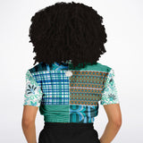 Turquoise Tonight Cropped Sweater Athletic Cropped Short Sleeve Sweatshirt - AOP - Thathoodyshop