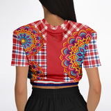 Hippy-Dippy Plaid Cropped Sweater Athletic Cropped Short Sleeve Sweatshirt - AOP - Thathoodyshop