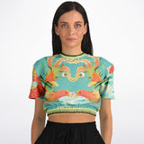 The Koi Dragon Cropped Sweater Cropped Short Sleeve Sweater - Thathoodyshop