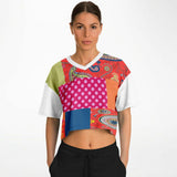 Chili Pepper Patchwork Crop Jersey Cropped Football Jersey - Thathoodyshop