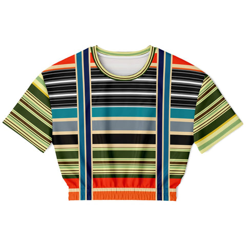 Tequila Sunrise Striped Cropped Sweater Cropped Short Sleeve Sweater - Thathoodyshop