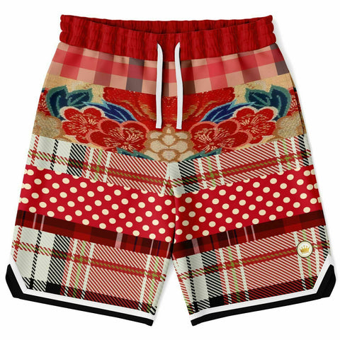 Jersey Salsa Floral Plaid Patchwork Basketball Shorts Basketball Shorts - Thathoodyshop