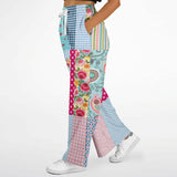 Pink Sherbert Plaid Patchwork Stretchy Phat Bellbottoms Athletic Flare Jogger - AOP - Thathoodyshop