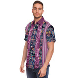 Purple Jamboree Striped Short Sleeve Button Down Shirt Short Sleeve Button Down Shirt - Thathoodyshop