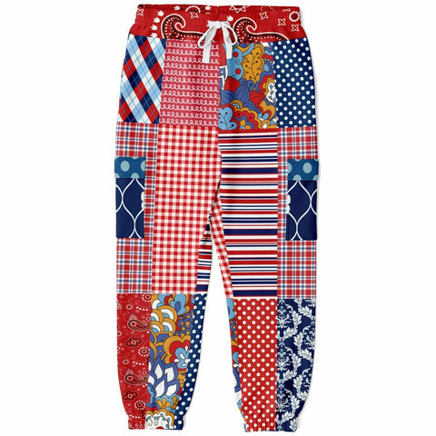 Liberty Bell Floral Stripe Polka Dot Unisex Cargo Sweats Cargo Sweatpants - Thathoodyshop