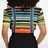 Tequila Sunrise Striped Cropped Sweater Cropped Short Sleeve Sweater - Thathoodyshop