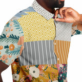 Tallulah Bankhead Floral Ikat Patchwork Short Sleeve Button Down Shirt Short Sleeve Button Down Shirt - Thathoodyshop