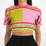 Hello Janis!  Pink Spliced Short Sleeve Cropped Sweater Cropped Short Sleeve Sweater - Thathoodyshop