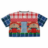 Busan Fleur Floral Plaid Patchwork Crop Jersey Cropped Football Jersey - Thathoodyshop