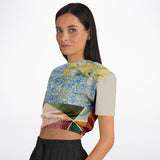 Calico Esplanade Cropped Sweater Athletic Cropped Short Sleeve Sweatshirt - AOP - Thathoodyshop