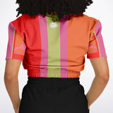 Chili Pepper Colorblock Trio Cropped Sweater Athletic Cropped Short Sleeve Sweatshirt - AOP - Thathoodyshop