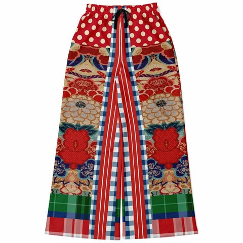 Busan Fleur Red Floral SW Stretchy Phat Bellbottoms Bellbottoms - Thathoodyshop