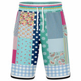 Pink Sherbert Patchwork Plaid Basketball Shorts Basketball Shorts - Thathoodyshop
