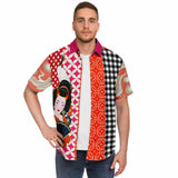 Tokyo Nights Asian Floral Patchwork Button Down Shirt Short Sleeve Button Down Shirt - Thathoodyshop