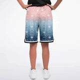 Pink Glacier Basketball Shorts Basketball Short Rib - AOP - Thathoodyshop