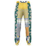 Tallulah Bankhead Yellow Ikat Patchwork Unisex Fleece Joggers Fleece Joggers - Thathoodyshop