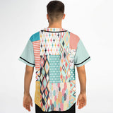 Old Miami Geo Patchwork Button Front Jersey Baseball Jersey - Thathoodyshop