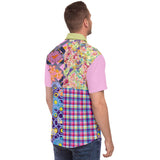 Mercury Retrograde Patchwork Plaid Button Down Shirt Short Sleeve Button Down Shirt - AOP - Thathoodyshop