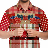 Jersey Salsa Plaid Patchwork Button Down Shirt Short Sleeve Button Down Shirt - Thathoodyshop
