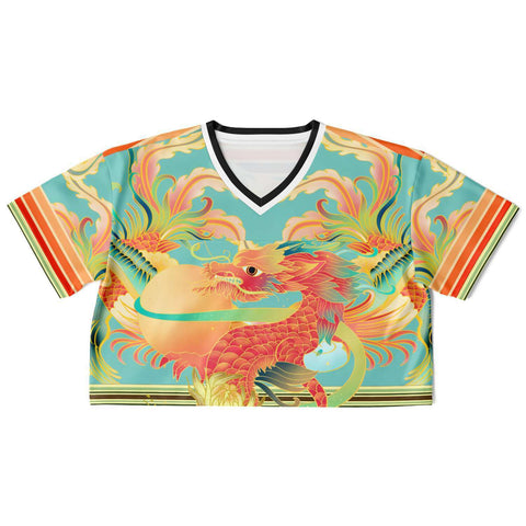 The Koi Dragon Crop Jersey Cropped Jersey - Thathoodyshop