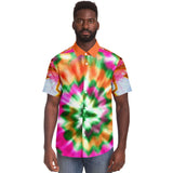 Orange Starburst S/S Button Down Shirt Short Sleeve Button Down Shirt - AOP - Thathoodyshop