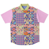 Mercury Retrograde Patchwork Plaid Button Down Shirt Short Sleeve Button Down Shirt - AOP - Thathoodyshop
