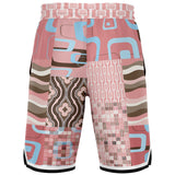 Pink Geo Patchwork Basketball Shorts Basketball Shorts - Thathoodyshop