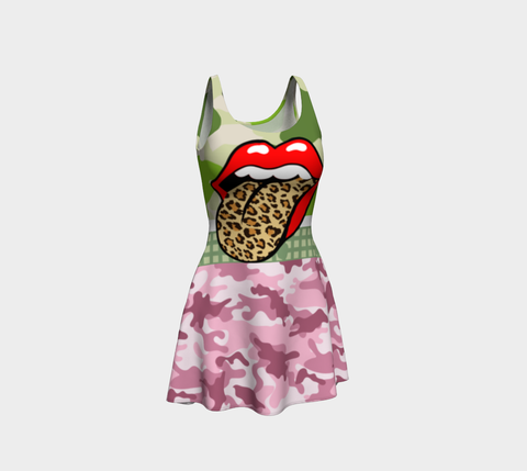 Green Apple Leopard II Dress Flare Dress - Thathoodyshop