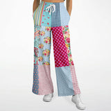 Pink Sherbert Plaid Patchwork Stretchy Phat Bellbottoms Athletic Flare Jogger - AOP - Thathoodyshop