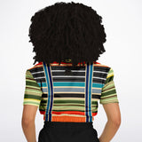 Tequila Sunrise Striped Cropped Sweater Cropped Short Sleeve Sweater - Thathoodyshop