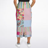 Pink Sherbert Floral Patchwork Plaid Long Pocket Skirt Long Pocket Skirt - Thathoodyshop